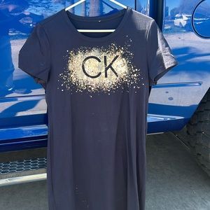 Navy Blue and Silver Calvin Klein Dress